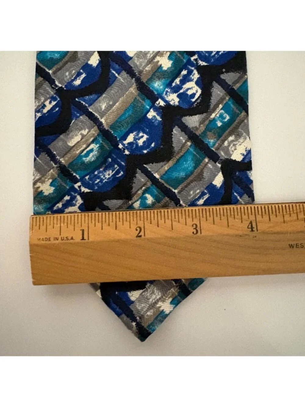 Stefano Milano Silk Tie Blue Teal Abstract Mens Necktie Handmade Italy Office